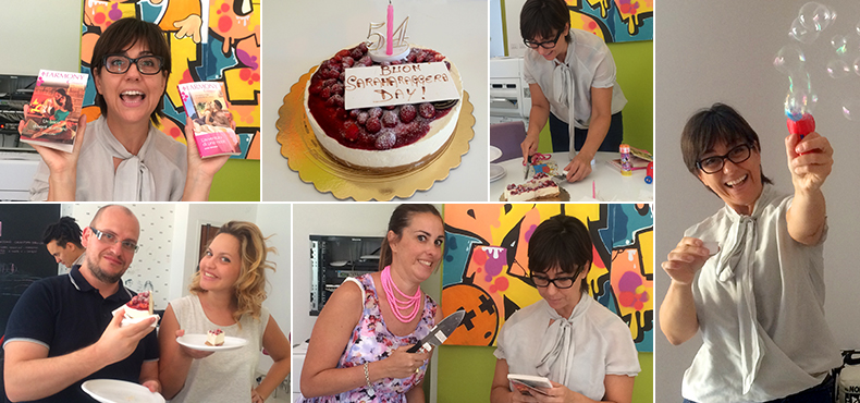 Un collage di foto del compleanno di Sarah