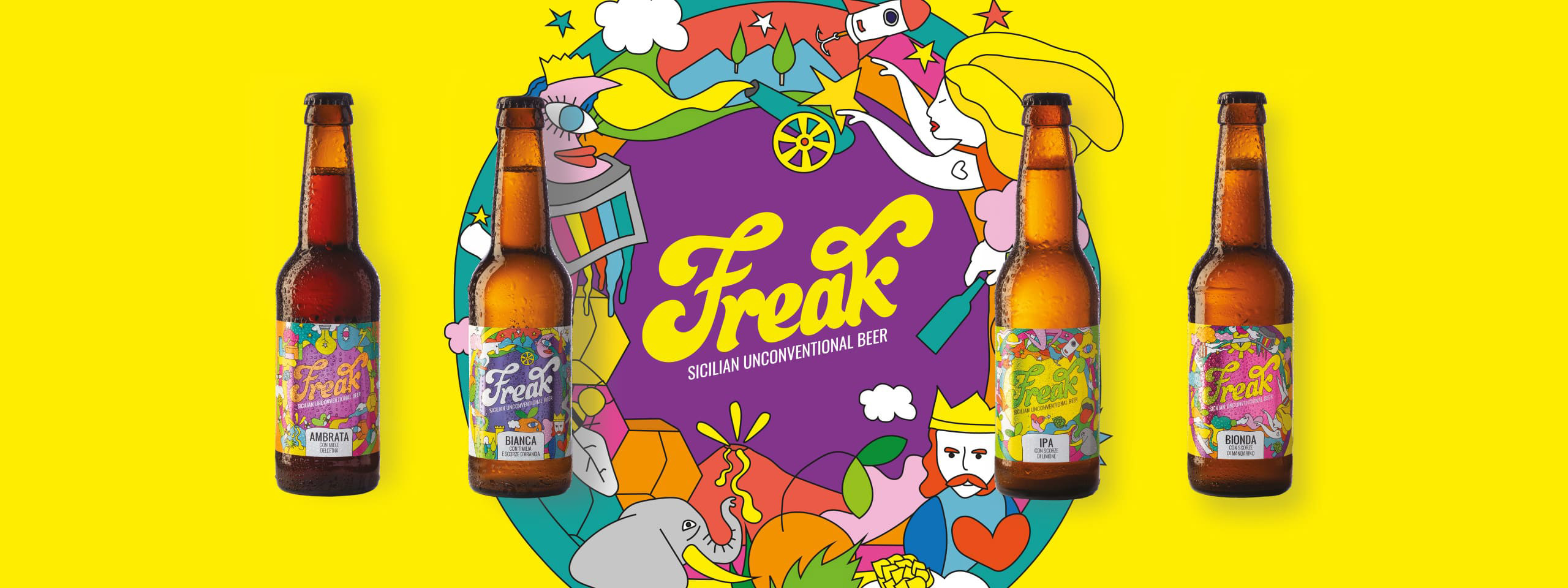 Grafiche etichette per le birre Freak, di Indfustria01